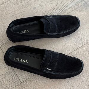 Prada Men's Black Suede Loafers Size 11